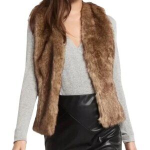 DYNAMITE Brown Faux Faur Vest